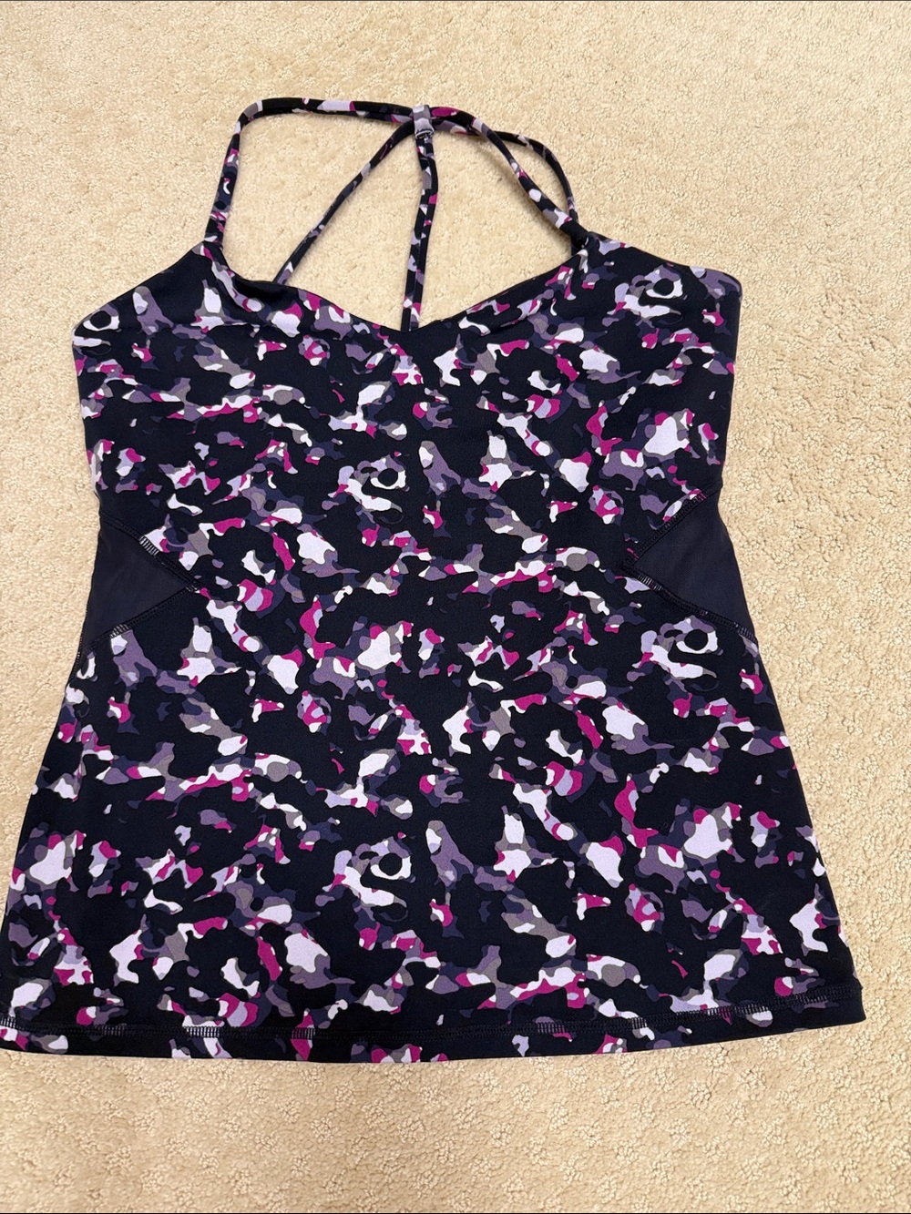 Yummie by Heather Thomson Black Camo-Print Strappy Camisole